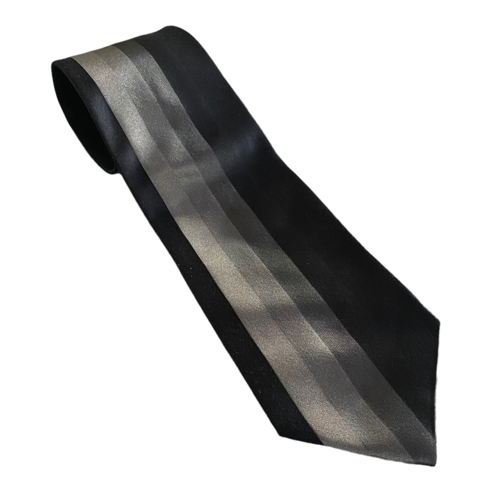 Dolce & Gabbana Black Gray Striped Silk Tie